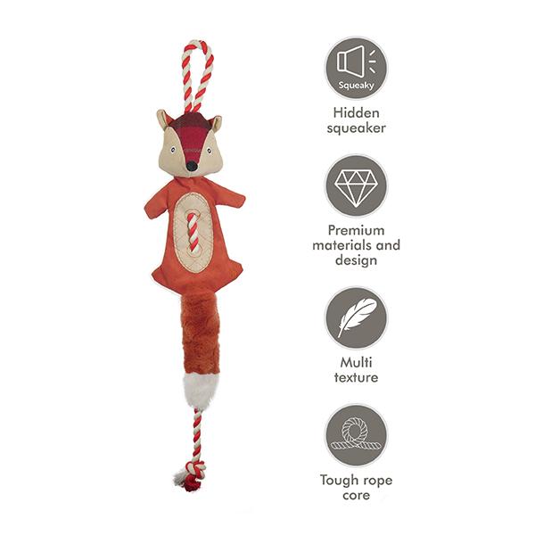 Joules Pet Collection – Rope Heritage Tweed Fox Dog Toy