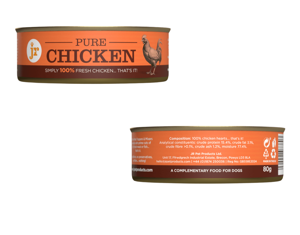 Jr Pure Dog Food Topper/Mixer Cans 80g - 400g.