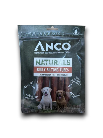 Anco Naturals Bully Biltong Tubes 100g | Beef Gullet Dog Treats.