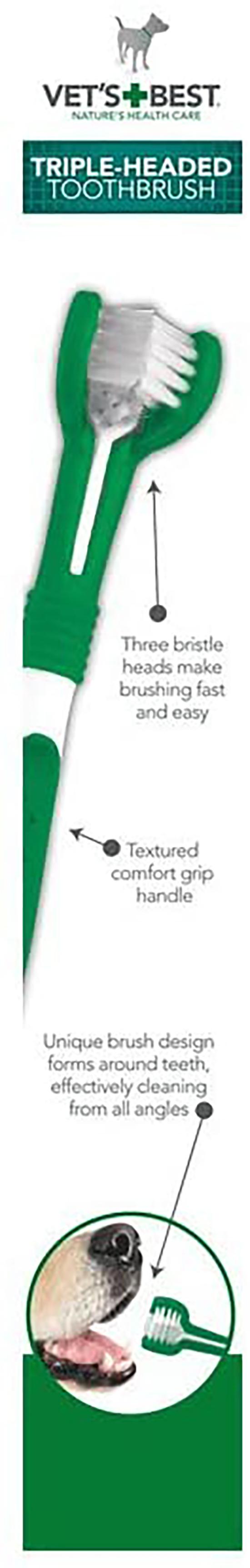 Vet’s Best Triple Headed Dog Toothbrush – 360° Teeth Cleaning