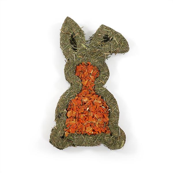 Hay-shaped bunny with orange center on a white background