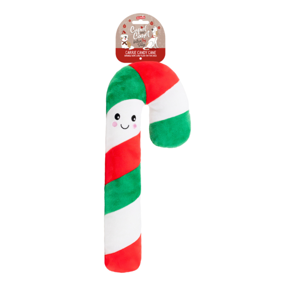Cupid & Comet Carrie Candy Cane Plush Dog Toy