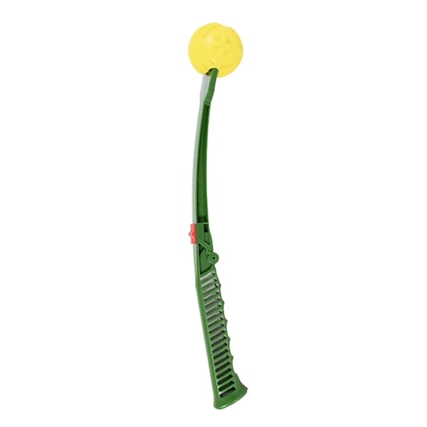 Rosewood Flingerz long green launcher with yellow dog ball