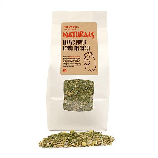 Package of Rosewood Naturals Heavy Power Laying Breakfast with a sample on a white background