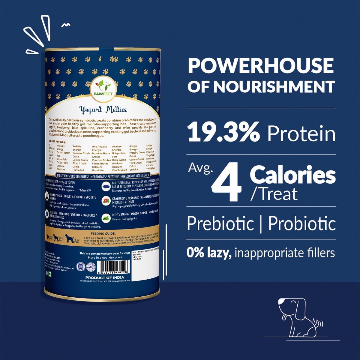 Pawfect Pre and Probiotic Dog Treats: Blueberry & Yogurt 38g