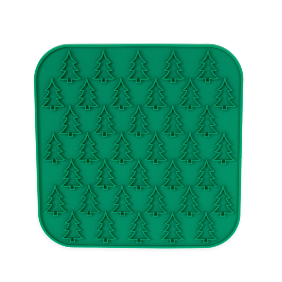 Lick Mat for dogs in green with christmas tree design