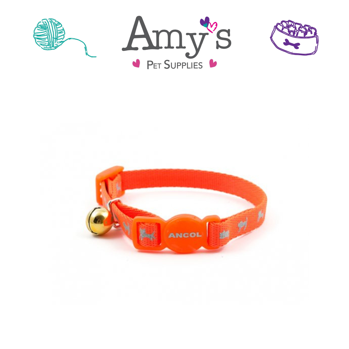 Ancol - Safety Buckle Kitten Collar Hi-vis