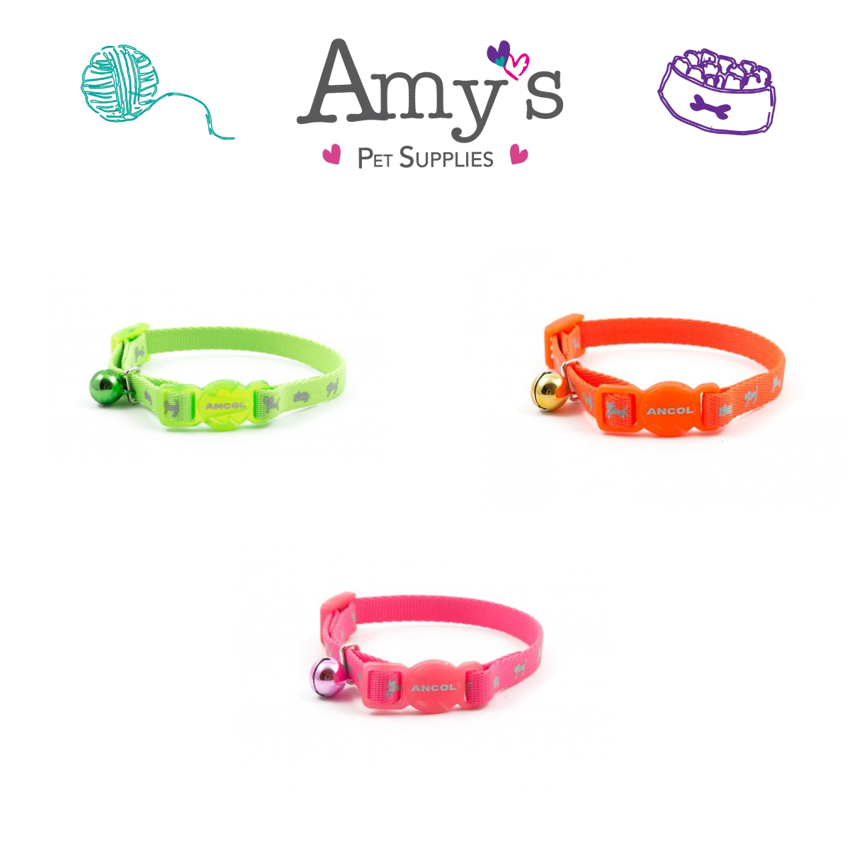 Ancol - Safety Buckle Kitten Collar Hi-vis