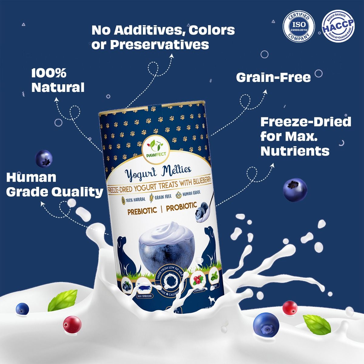 Pawfect Pre and Probiotic Dog Treats: Blueberry & Yogurt 38g