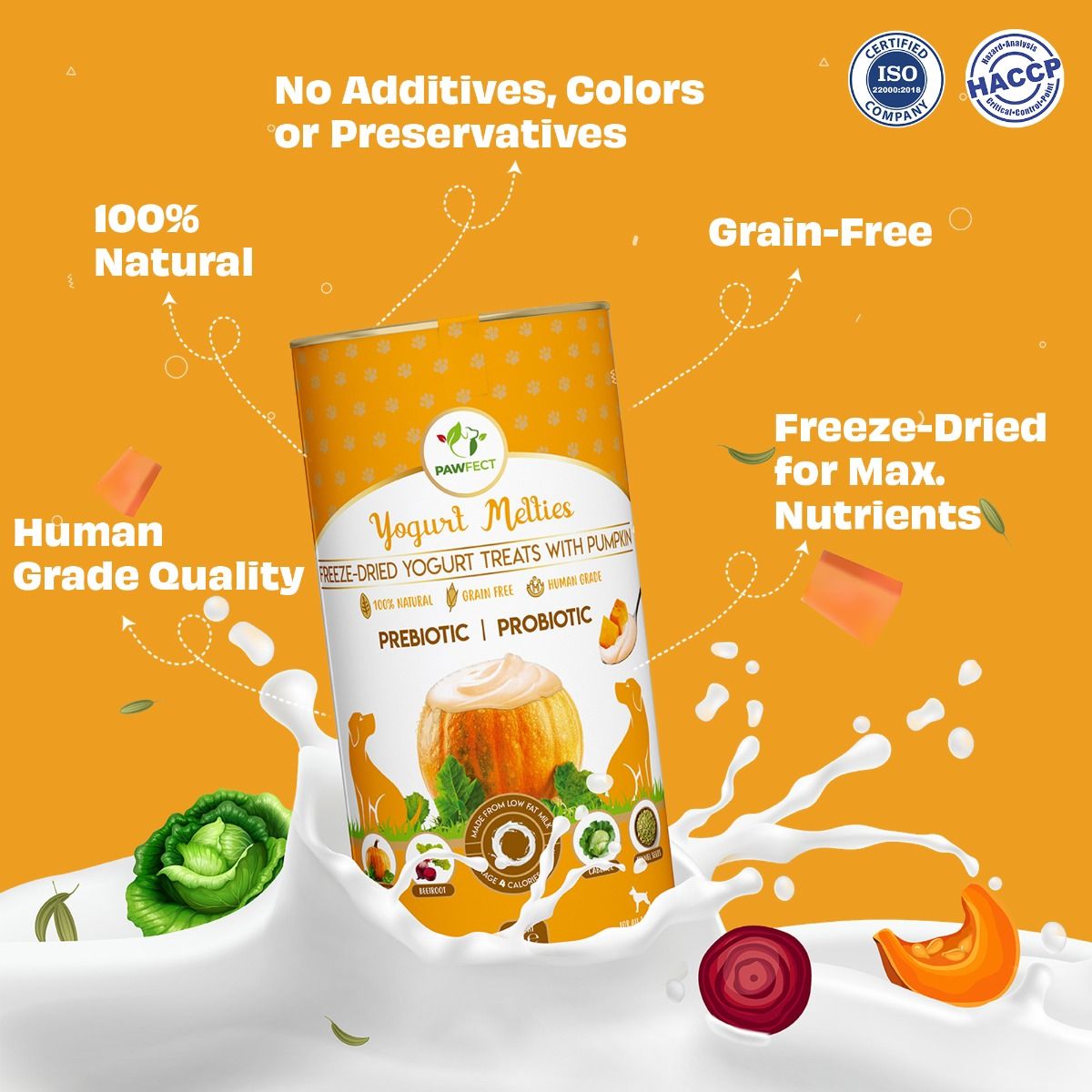 Pawfect Pre and Probiotic Dog Treats: Pumpkin & Yogurt 38g