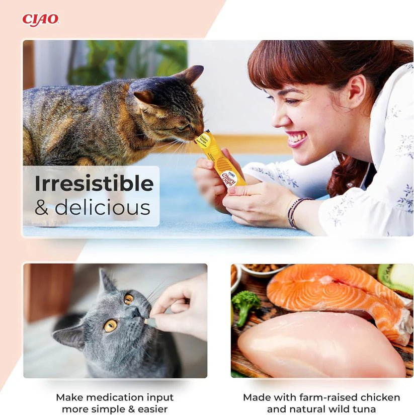 Inaba Churu Pops Tuna Recipe grain free jelly cat treats 4 pack with high moisture