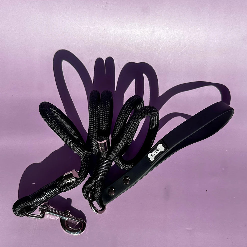 Pup Chic Boutique 5ft Rope Dog Lead with PVC Handle – 12mm Thick, 152cm Long