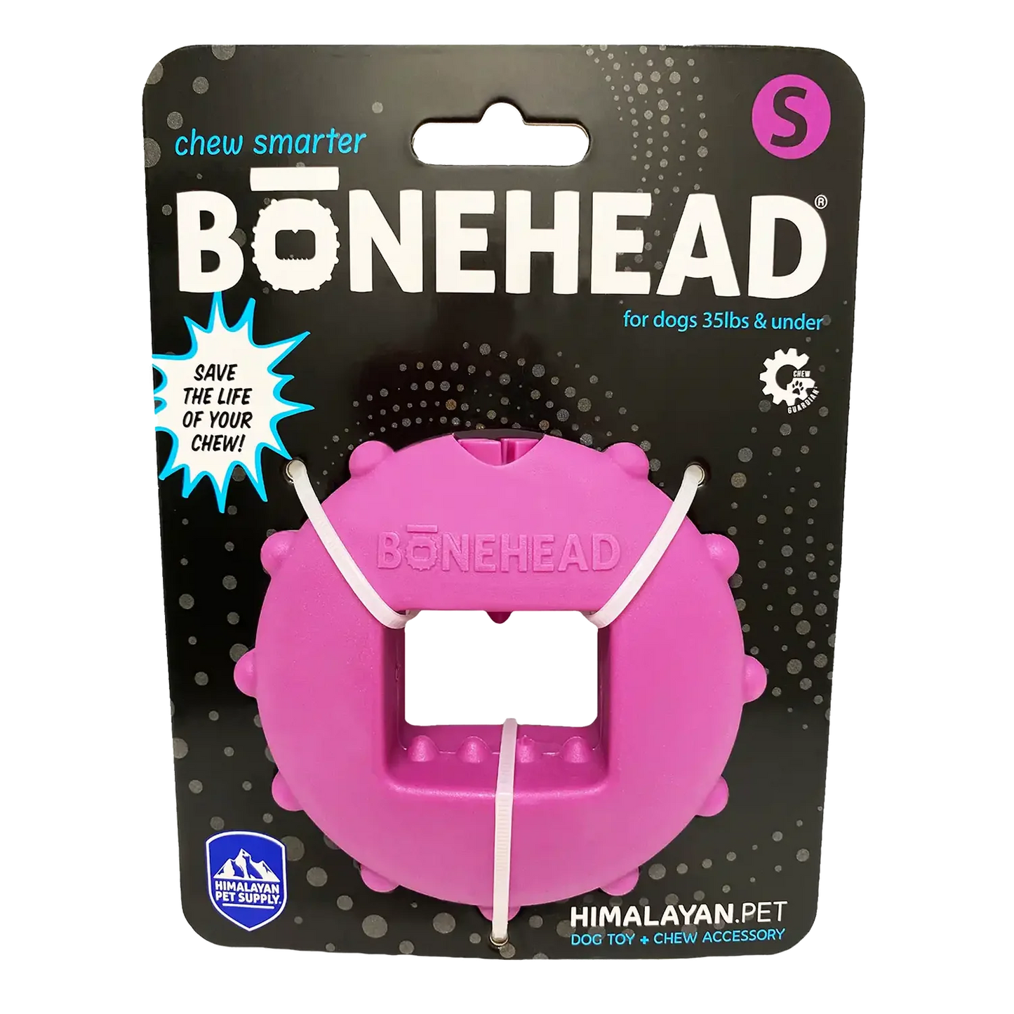 "Purple Bonehead Small dog chew holder for Himalayan Dog Chews, made from durable nylon – anti-choke, dishwasher safe, and ideal for small breeds"