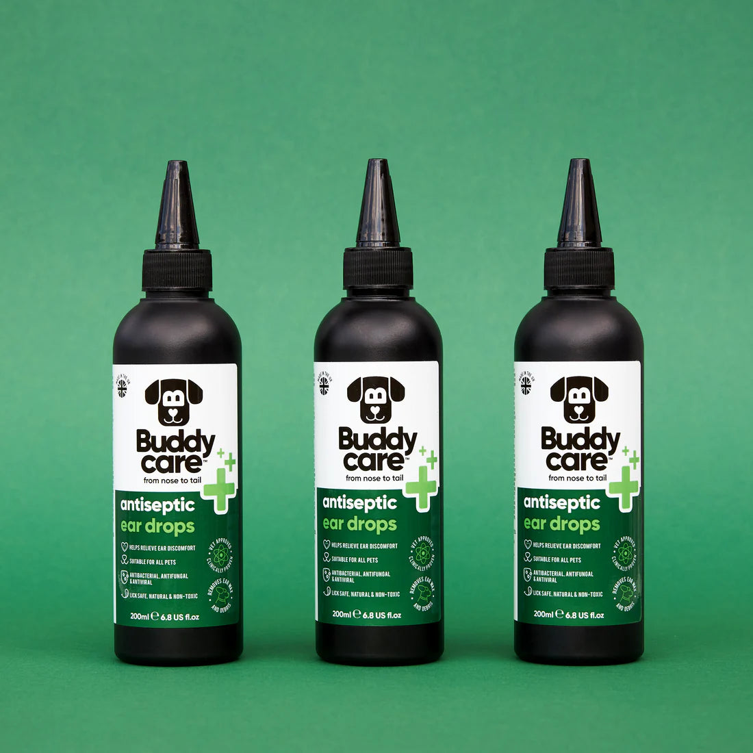 Buddy Care Pet Antiseptic Ear Drops for Dogs & Cats