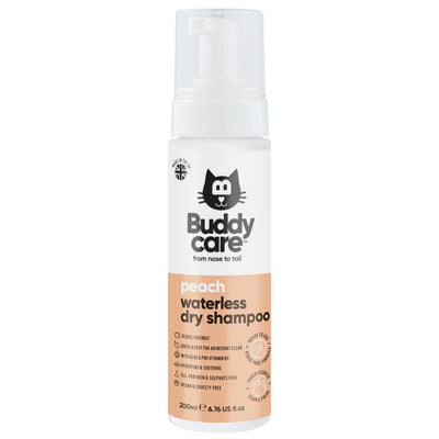 Buddycare Cat Waterless Dry Shampoo Peach 200ml – No-Rinse Cat Shampoo.