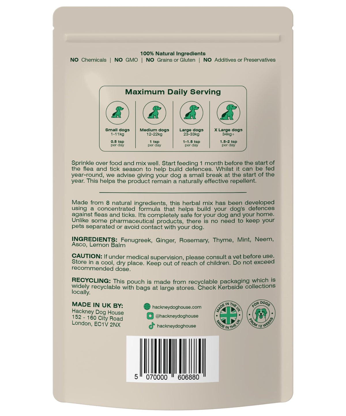 Hackney Dog House - Herbal Flea & Tick Repellent.
