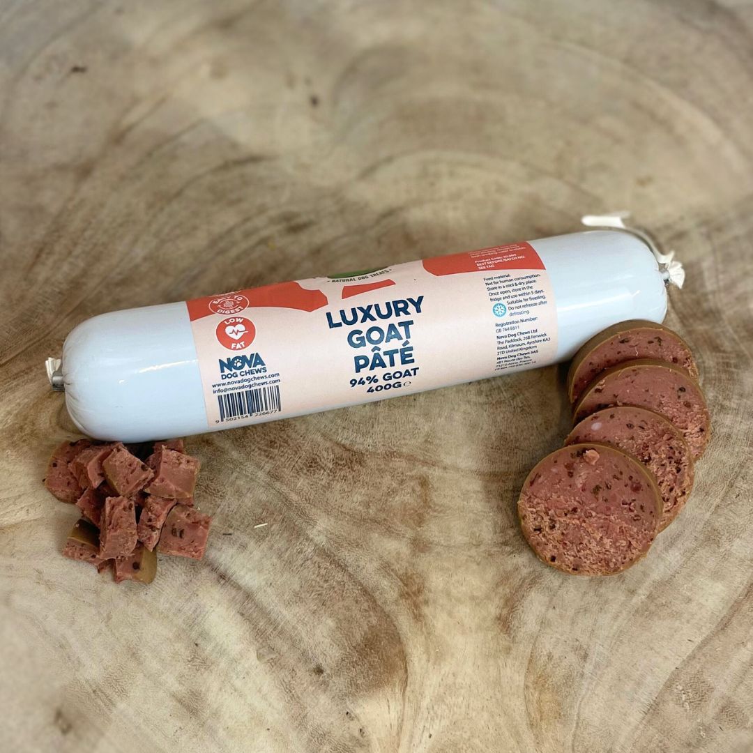 Smooth and versatile Paddock Farm dog pâté – cut, diced, or grated for easy serving.