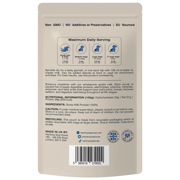 Hackney Dog House - Goats Milk Powder for Dogs & Cats 225g