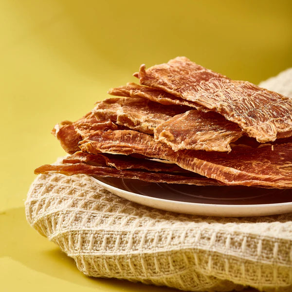 Long air dried chicken strips high protein treat for dogs and cats