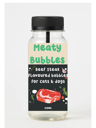 Meaty Bubbles – Pet Safe Bubbles for Dogs & Cats (Various Flavours).