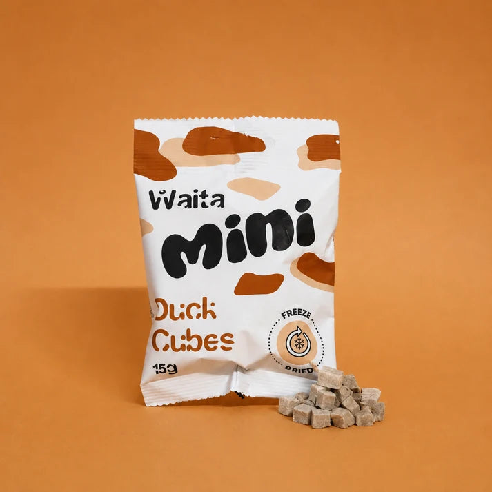 Waita Freeze-Dried Mini Duck Cubes 15g – Training Treats for Dogs, Cats & Ferrets
