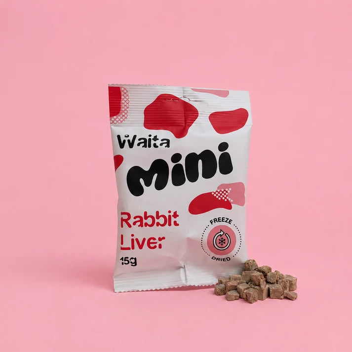 Waita Freeze-Dried Mini Rabbit Liver Cubes 15g – Training Treats for Dogs, Cats & Ferrets