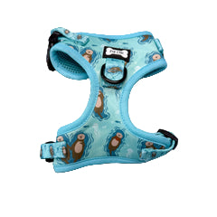 Pup Chic Boutique Otterly Lovely Step-In Adjustable Harness in teal otter print, designed for small dogs and puppies, available at Amy’s Pet Supplies