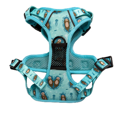 Dog harness with otter pattern on a White background