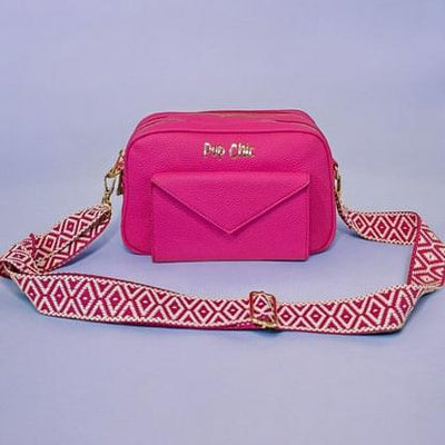 Pup Chic Hot Pink Vegan Leather Dog Walking Bag.