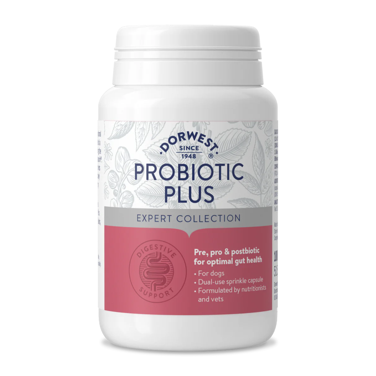 Dorwest Probiotic Plus Capsules — Pre, Pro, Postbiotic Gut Support for Dogs