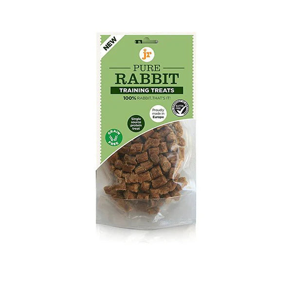 JR Pure Rabbit Training Treats for dogs; 100% rabbit single protein, grain free, hypoallergenic, novel protein dog treats, sensitive stomach, high protein training rewards