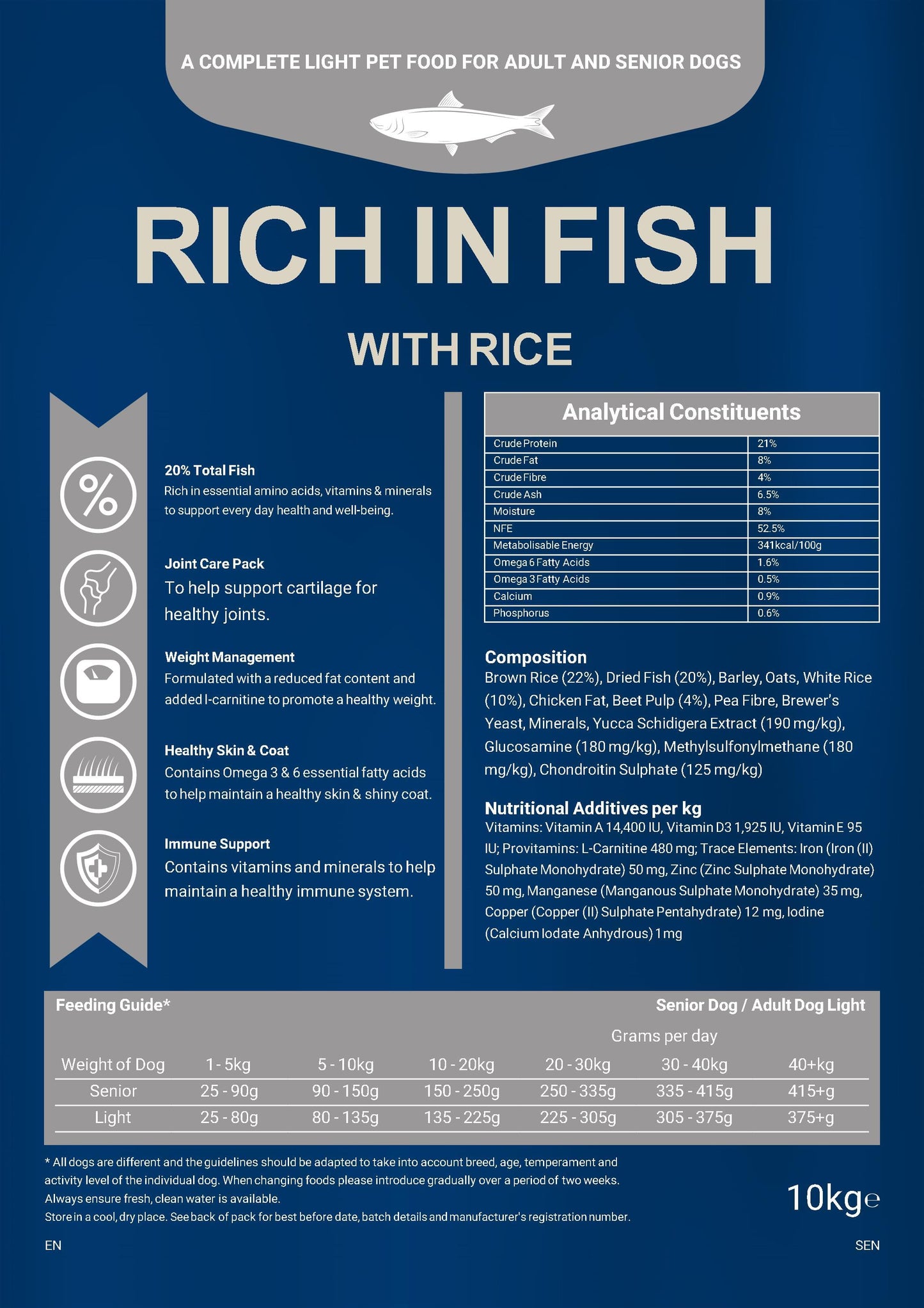 Blakes - Senior/Light - Super Premium - Rich in Fish with Rice 10Kg.