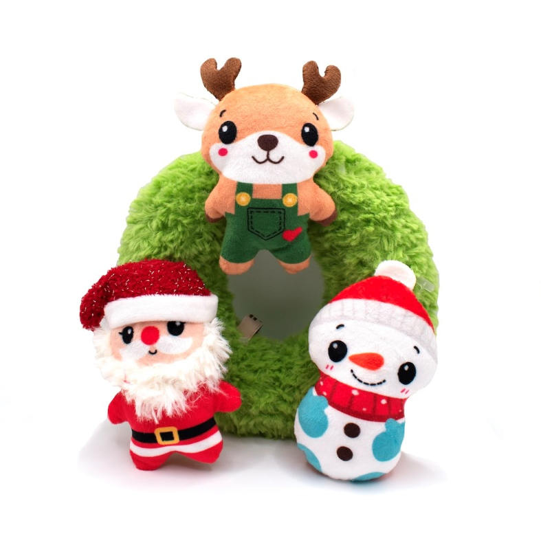 Great & Small Santa and Friends – Wreath Plush Dog Toy
