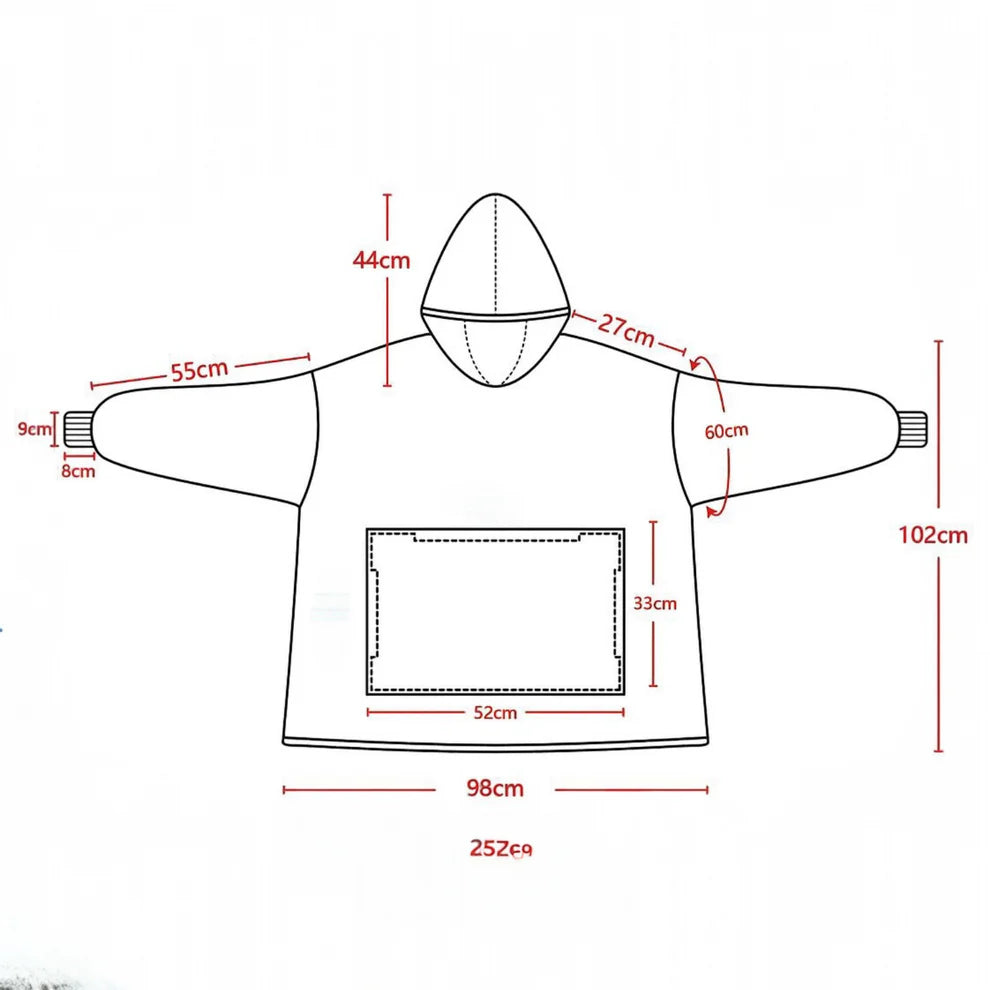 Size guide for pup chic snuggle pup hoodie
