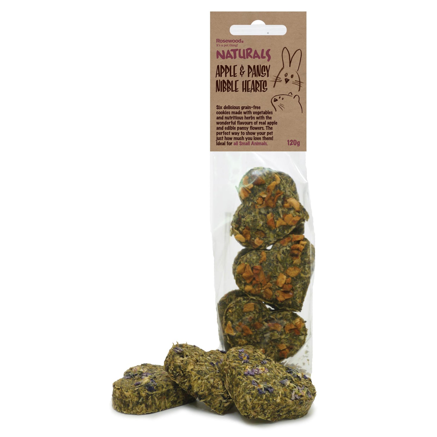 Naturals Apple & Pansy Nibble Hearts (6pc)