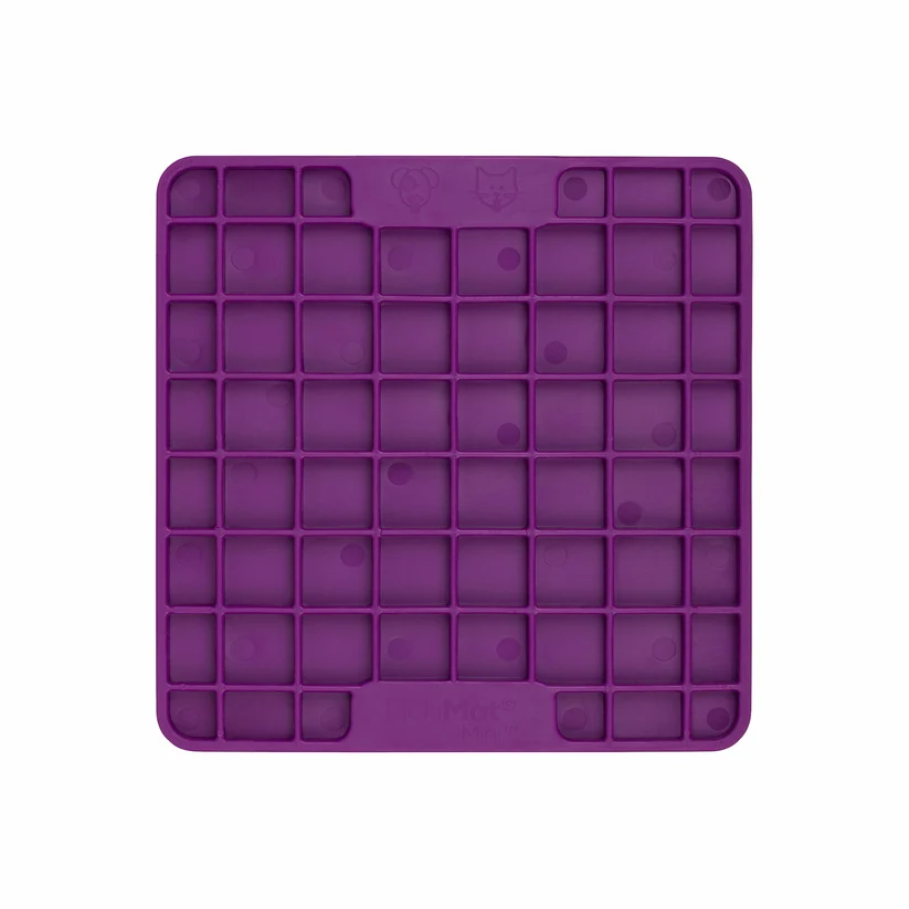 LickiMat Mini Classic Playdate purple 15cm flexible lick mat with square-pocket texture