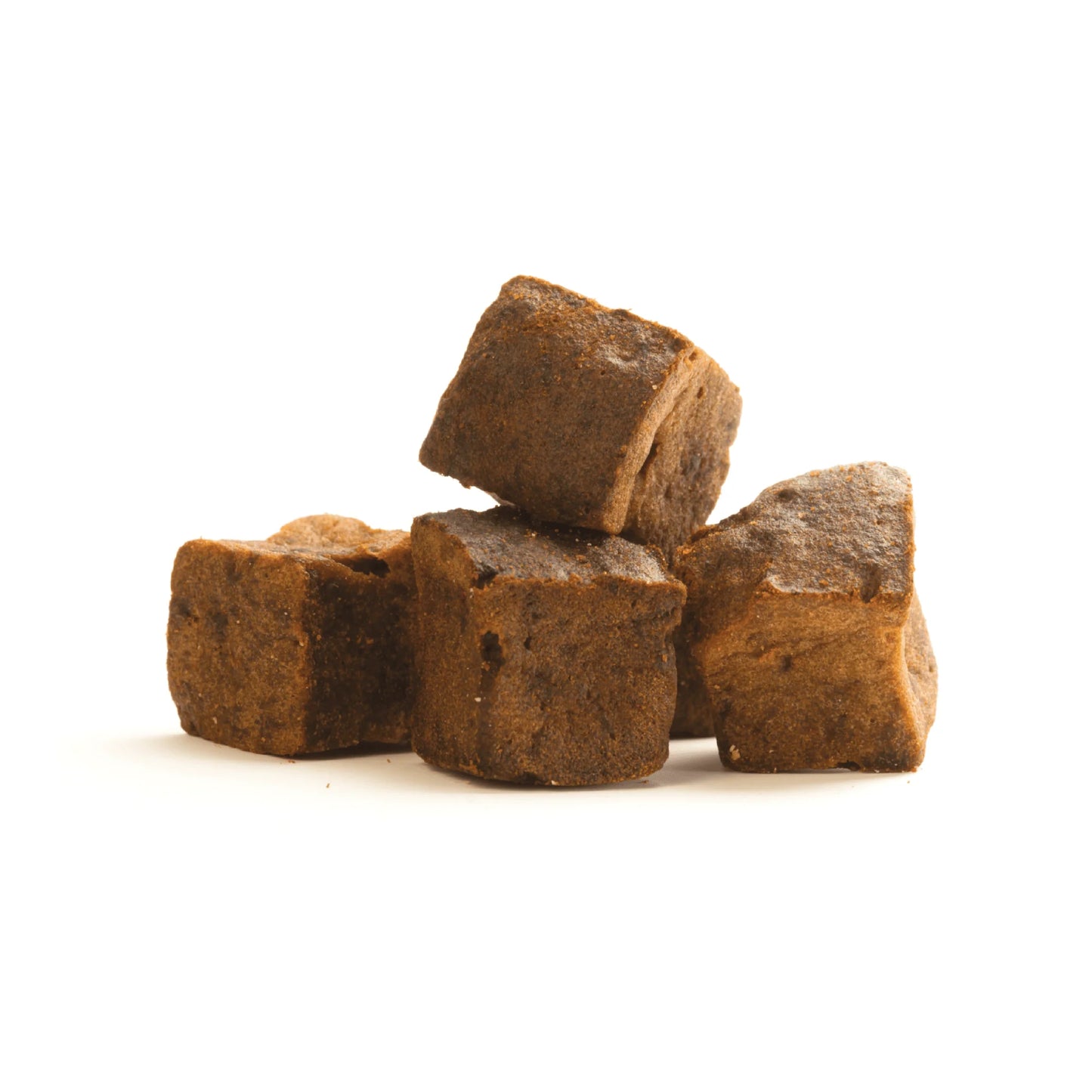 Close-up of Pet Bakery Liver Brownies – gourmet soft dog treats in cube shapes, made with real liver, honey, and salmon oil for a protein-rich, irresistible reward.