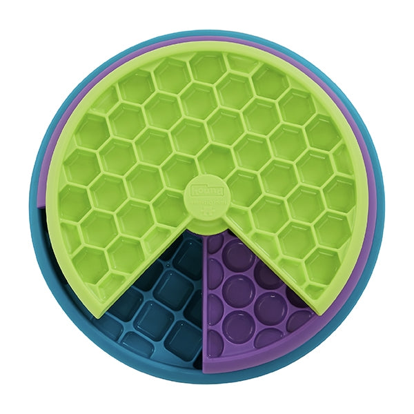 Nina Ottosson Lickin' Layers dog puzzle feeder by Outward Hound – interactive slow feeder toy with layered treat compartments for mental stimulation and enrichment.