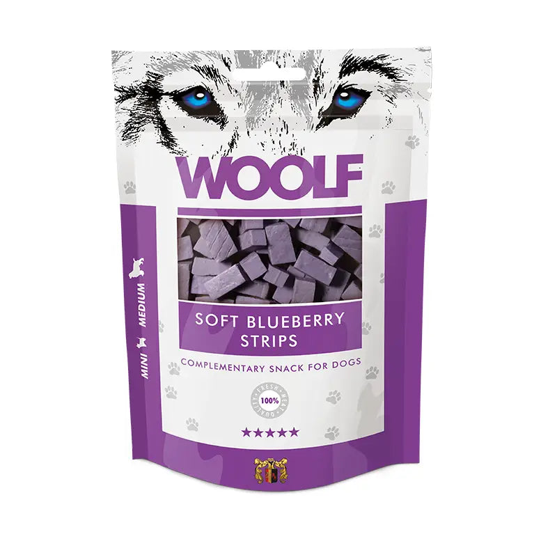 Woolf Soft Blueberry Strips Dog Treats 100g