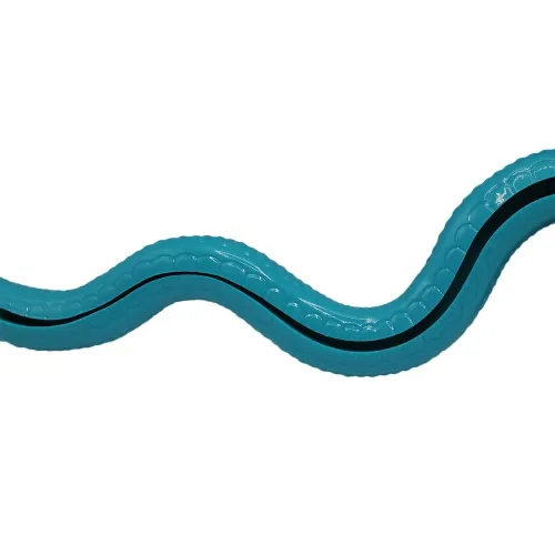 Wavy blue line with a black outline on a white background