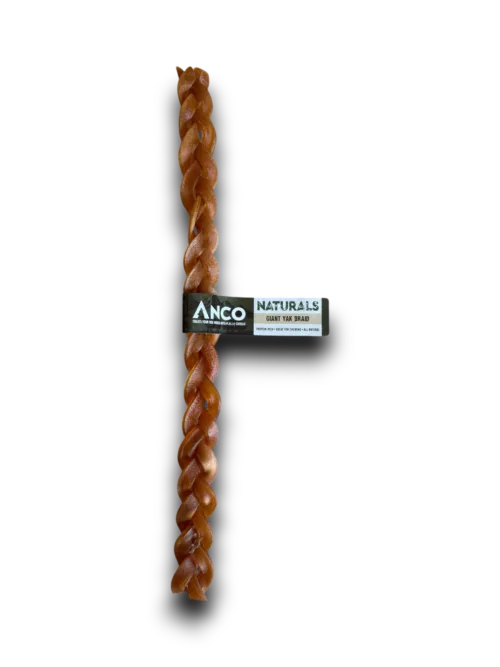 Anco Naturals Giant Yak Braid | 100% Braided Yak Skin Dog Chew