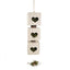 Three-tiered decorative hanging box with heart-shaped cutouts and greenery on a white background
