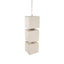 Set of three beige square lanterns stacked vertically on a white background