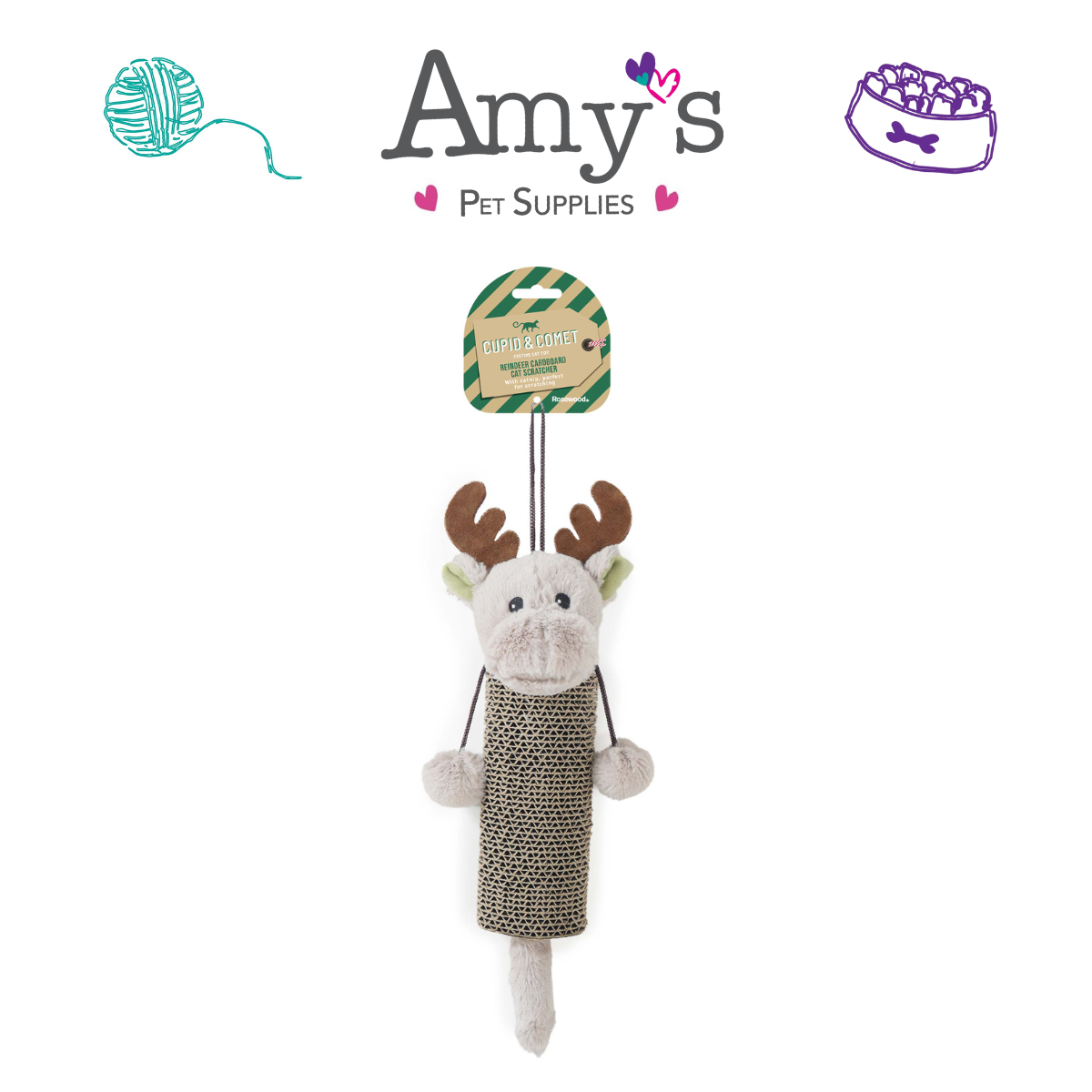 Cupid & Comet -  Reindeer Cardboard Cat Scratcher