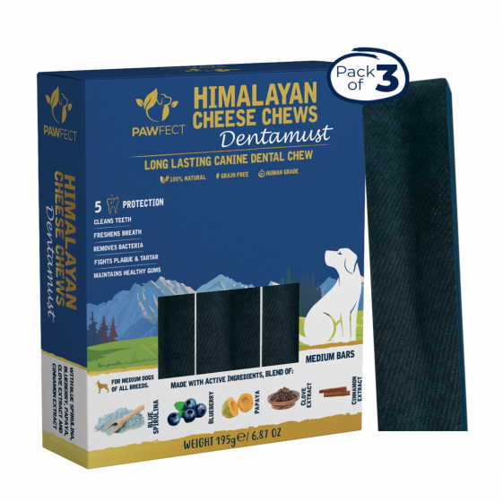 Himalayan Cheese Chews For Dogs - Dentamust Blueberry 3 Pack
