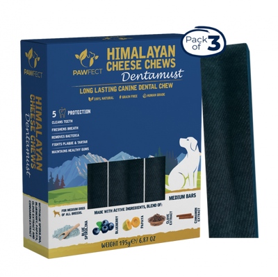 Himalayan Cheese Chews For Dogs - Dentamust Blueberry 3 Pack