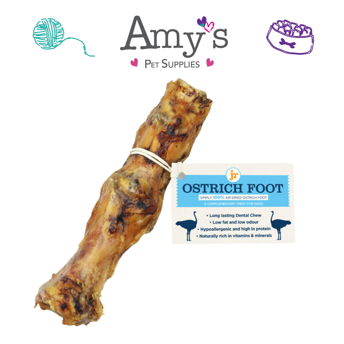 Ostrich Foot Natural Dog Treat - Single