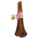 Paddock Farm Ostrich Metatarsus Bone dog chew on white background, long-lasting low-fat natural bone treat, hypoallergenic and suitable for dogs with allergies, available at Amy’s Pet Supplies.

