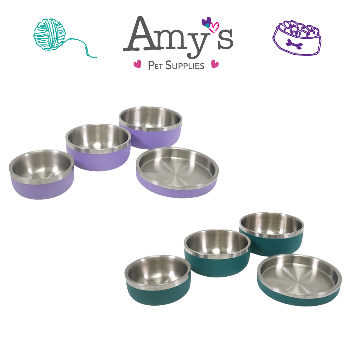 Double Wall Stainless Steel Pet Bowls