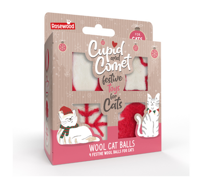 Cupid & Comet Wool Cat Balls 4 Pack